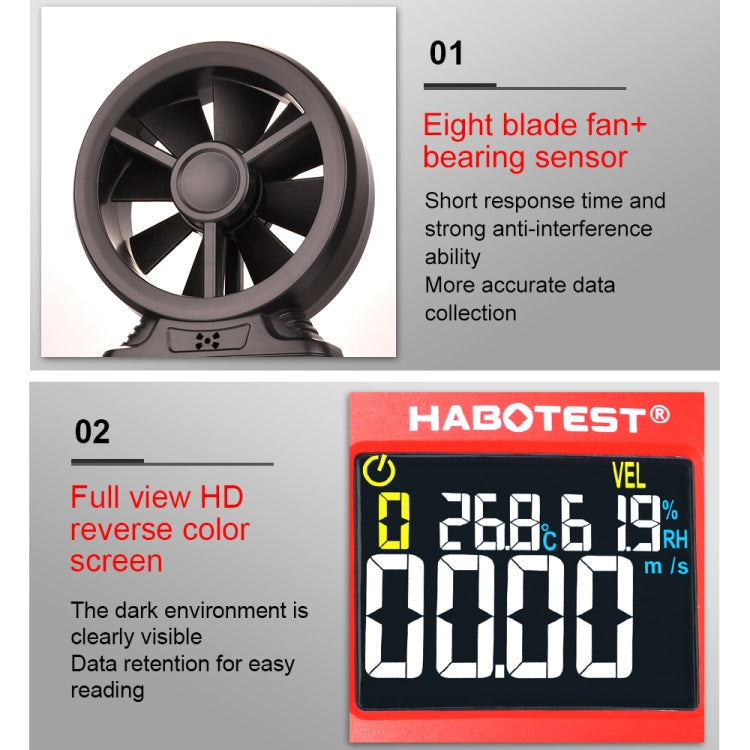 HABOTEST Handheld High-Precision Digital Anemometer With USB - Reluova