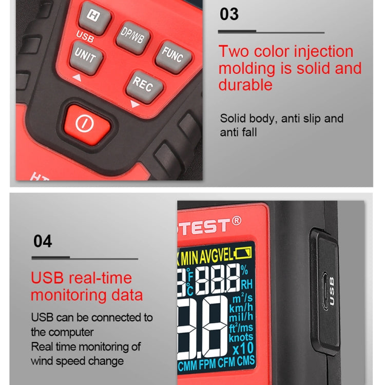 HABOTEST Handheld High-Precision Digital Anemometer With USB - Reluova