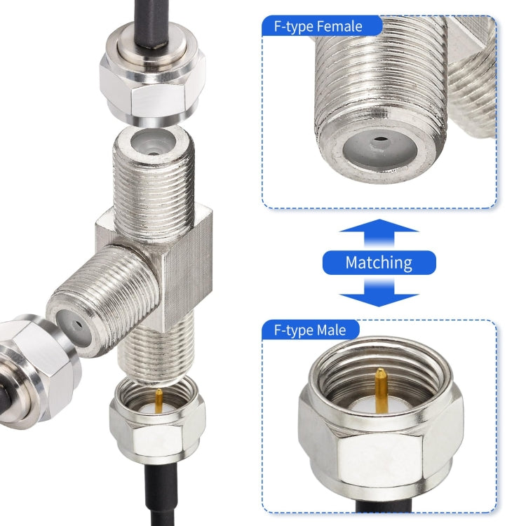 F Type Splitter 3 Way F Female To Dual F Female Coaxial Connector Adapter My Store