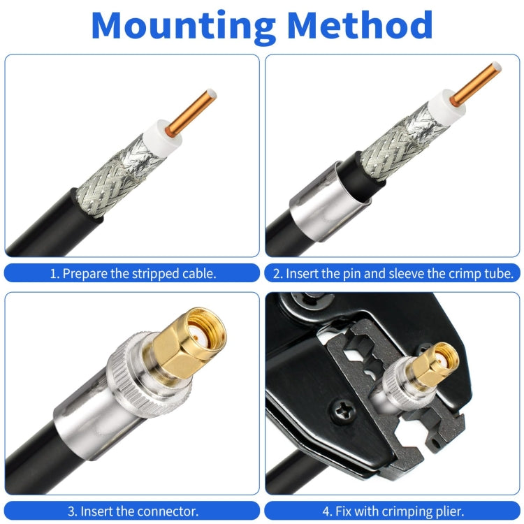 10pcs /Pack RP-SMA Male Crimp Solder Connector For LMR-400 / Belden-9913 / RG8 / RG213 Coaxial Cable