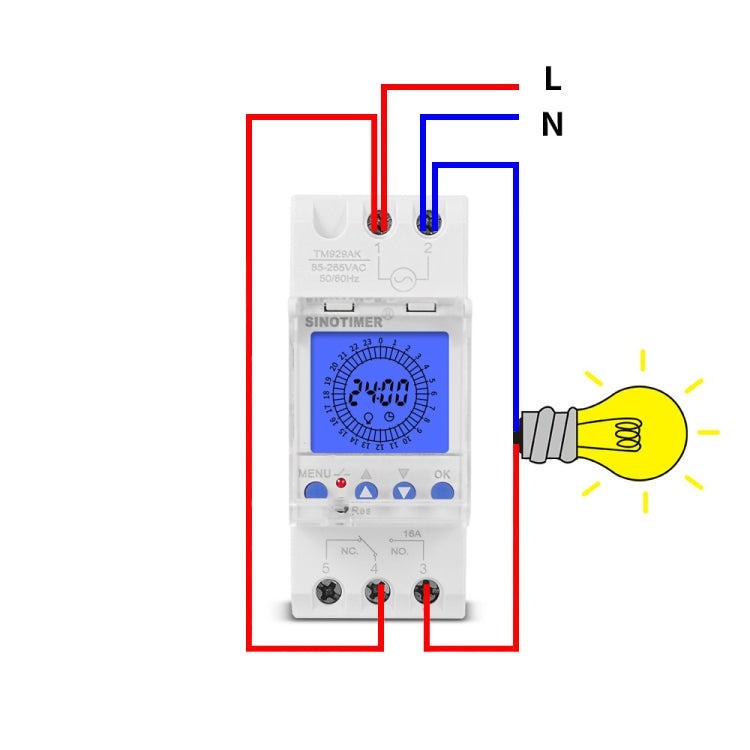 SINOTIMER  TM929AKL 85-265V 16A 24hrs Digital Analogue Din Module Time Switch With Backlight - Reluova