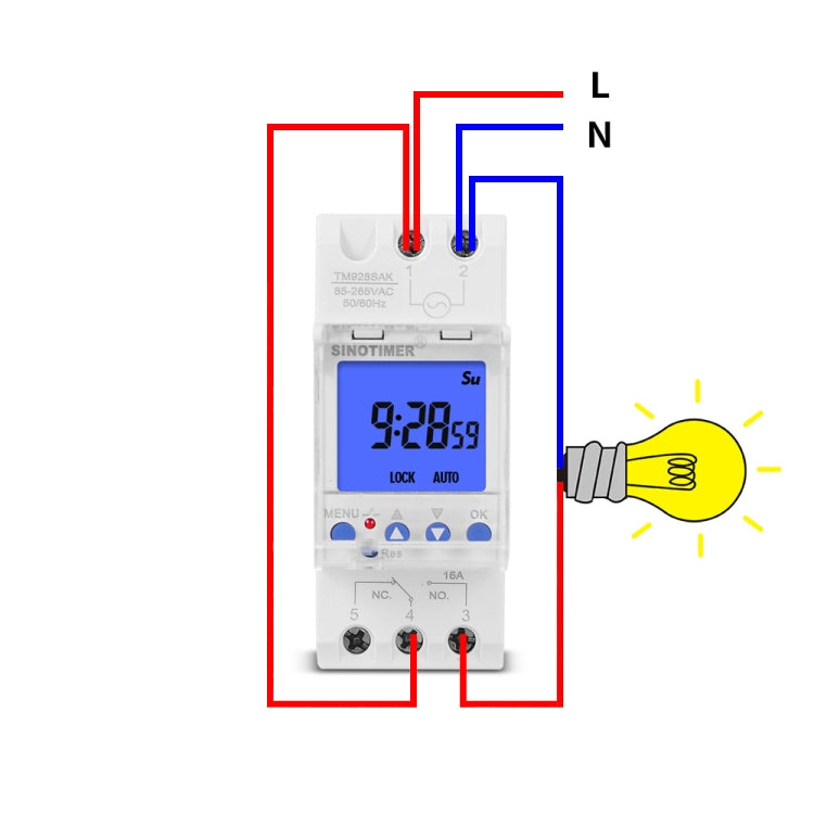 SINOTIMER TM928SAKL 85-265V 16A  1 Second to 168 Hours Programmable Electronic Time Switch - Reluova