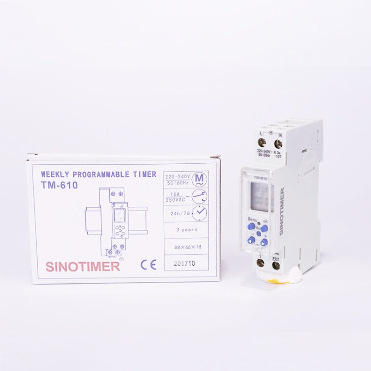 SINOTIMER TM610-2 220V 18mm Width Weekly Programmable Digital Timer Switch - Reluova