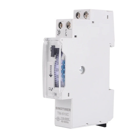 SINOTIMER  TM610C 110-250V 16A Quartz Mechanical Timer 24 Hours Programmable Din Rail Relay - Reluova