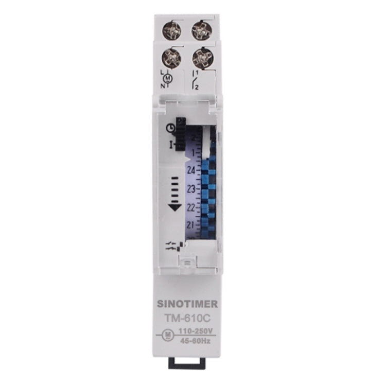 SINOTIMER  TM610C 110-250V 16A Quartz Mechanical Timer 24 Hours Programmable Din Rail Relay - Reluova