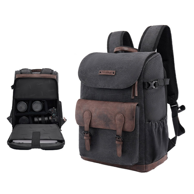 Cwatcun D128 Vintage Shoulder Backpack Split Compartment Large Capacity Splashproof Photography Bag