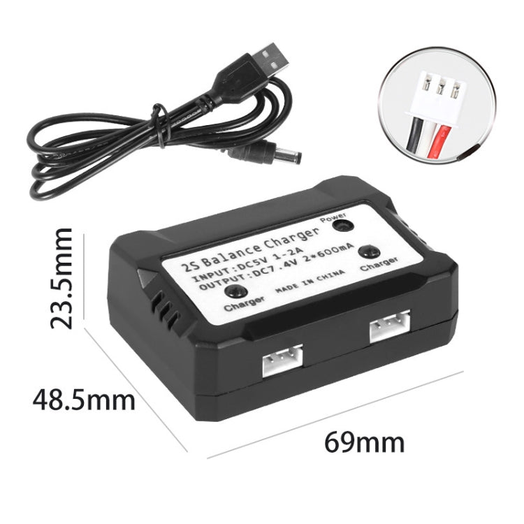 One-To-Two 7.4V Lithium Battery Overcharge Protection USB Charger With Light Reluova