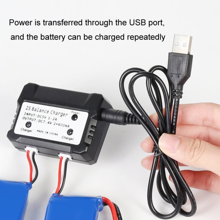 One-To-Two 7.4V Lithium Battery Overcharge Protection USB Charger With Light