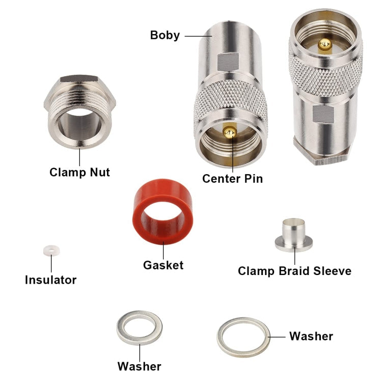 All Copper UHF Male RF Coaxial Connector For LMR400 / RG8 / RG8U / KMR400 / Belden 9913 / 7D-FB Coaxial Cable