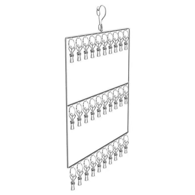 Stainless Steel Multi Clothes Rack Multi Clip Sock Hangers Multifunctional Windproof Drying Rack