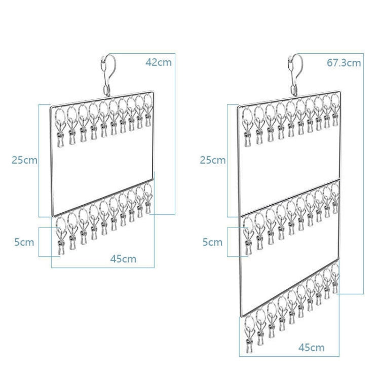 Stainless Steel Multi Clothes Rack Multi Clip Sock Hangers Multifunctional Windproof Drying Rack