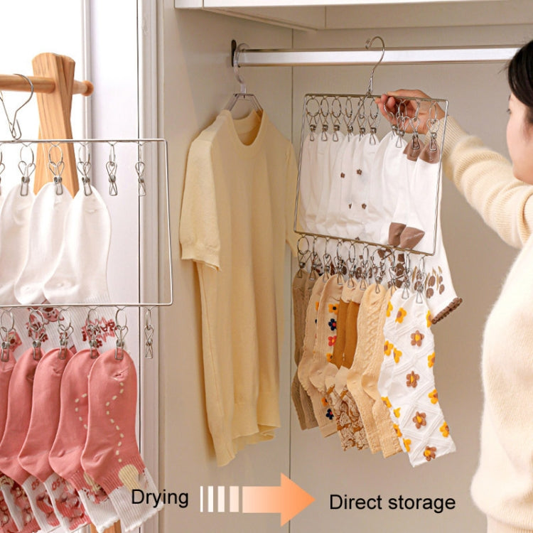 Stainless Steel Multi Clothes Rack Multi Clip Sock Hangers Multifunctional Windproof Drying Rack