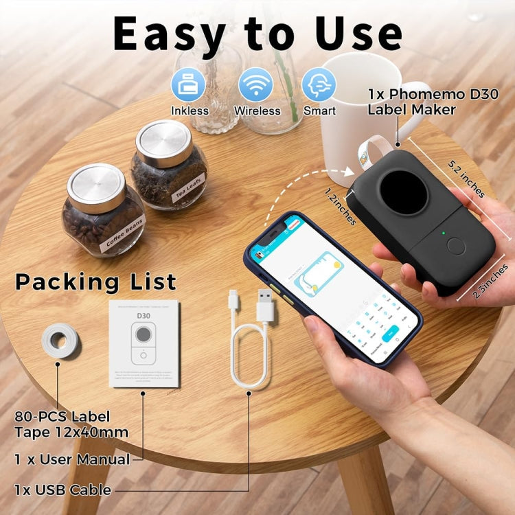 Phomemo D30 Thermal Label Printer Portable Bluetooth Mini Label Maker Machine - Reluova