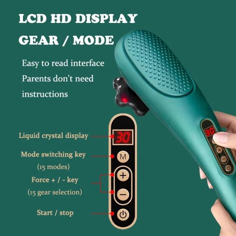 6 In 1 Handheld Body Massager 15 Modes Heating Vibration Massage Stick(Green)-Reluova