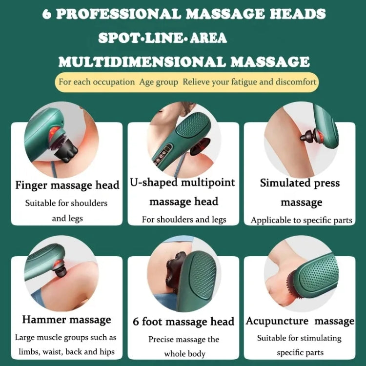 6 In 1 Handheld Body Massager 15 Modes Heating Vibration Massage Stick(Green)-Reluova