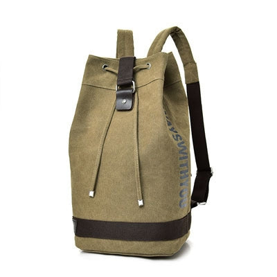 Casual Canvas Backpack Bucket Bag Computer Rucksack Travel Hiking Hand Bag