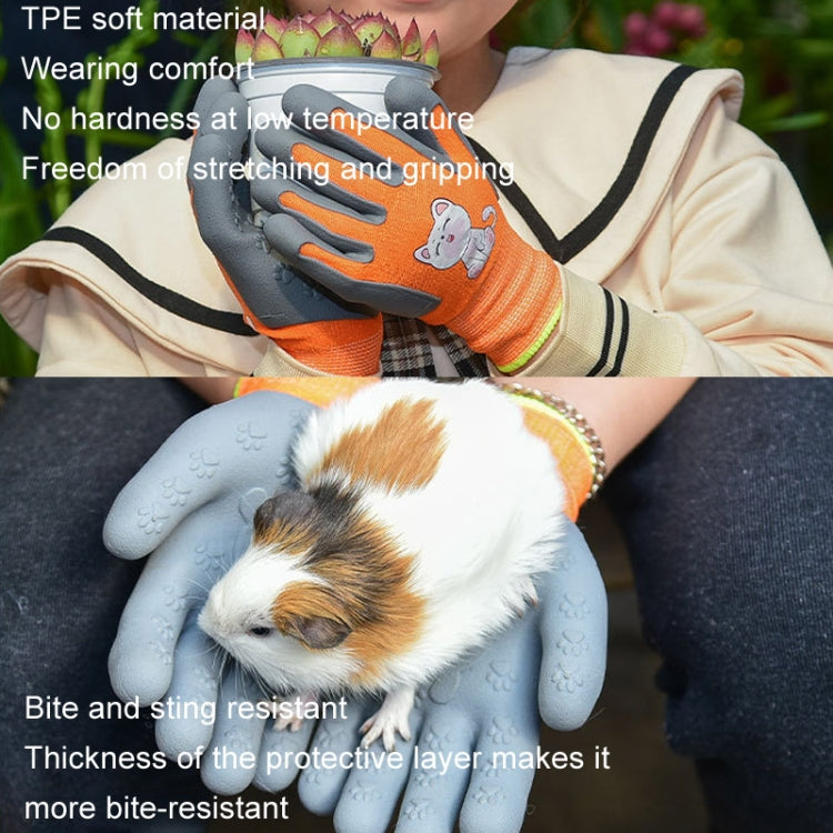 1pair TPE Children Cartoon Gloves Hamster Parrot Anti-scratch Bite Student Gardening Protective Anti-slip Wear-resistant Gloves