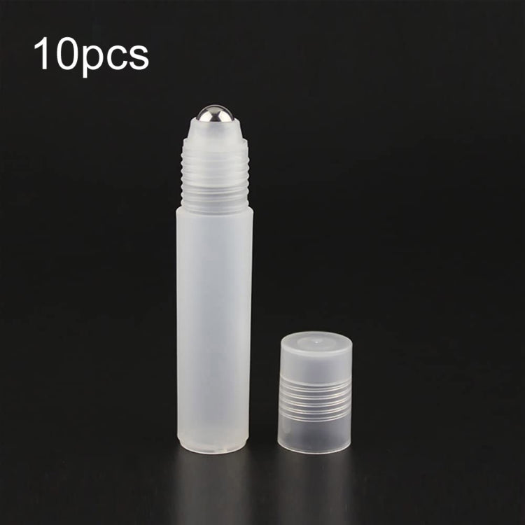 8ml 10pcs Frosted Roller Ball Empty Bottle Plastic Portable Perfume Roller Ball Bottle Essential Oil Dispenser Bottle(钢珠)-Reluova