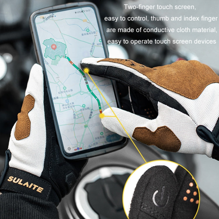 SULAITE Motorcycle Riding Breathable Conductive Touch Screen Full Finger Gloves Reluova