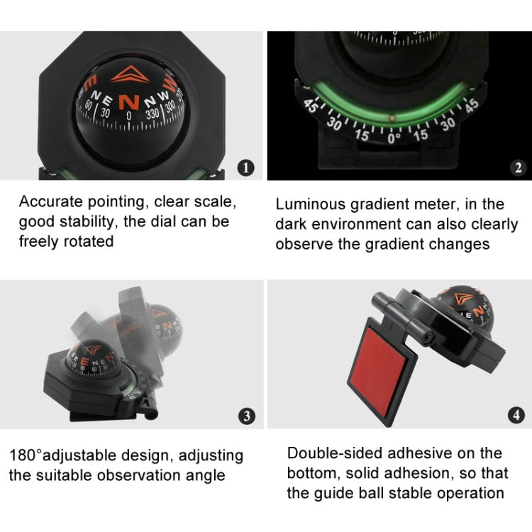 2 In 1 Car Compass With Slope Gauge Foldable High Precision Guide Ball-Reluova