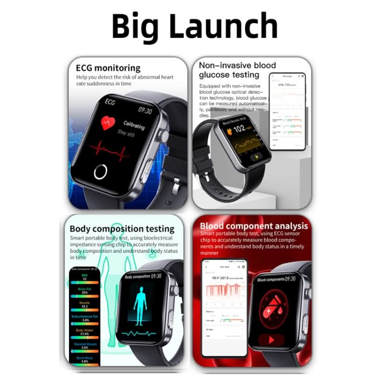 F300  2.1-Inch Screen Smart Watch Supports Bluetooth Calls/ECG/Blood Composition Analysis/50+ Sports Modes