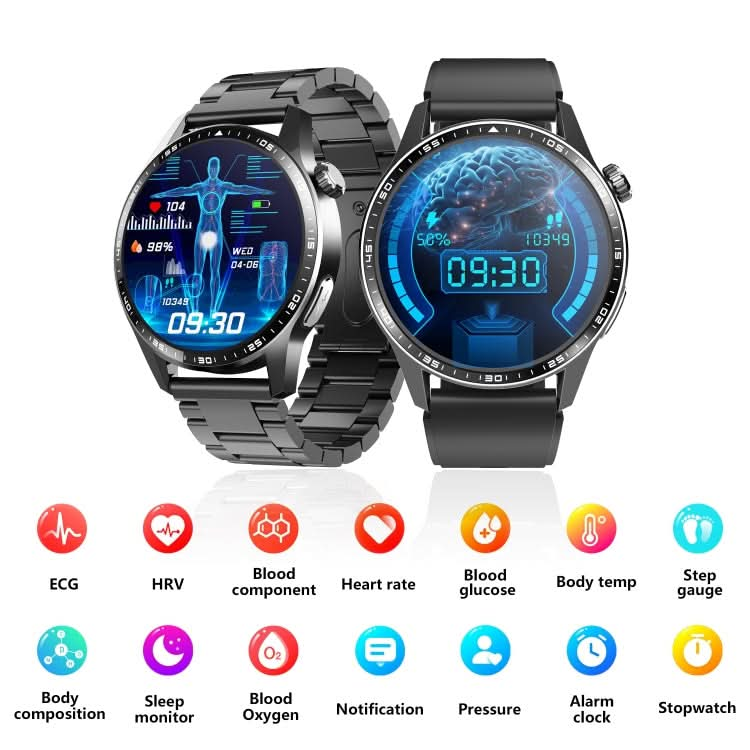 F400  1.55 Inch Screen Smart Watch Support ECG/ Blood Oxygen / Blood Sugar / 150+ Sports Mode