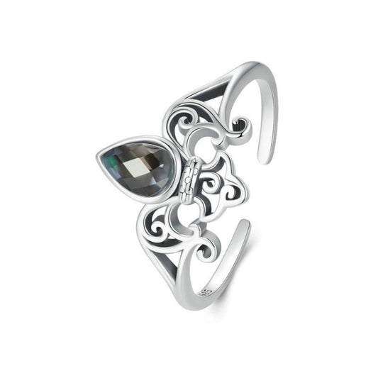 S925 Sterling Silver Vintage Iris Open Adjustable Ring My Store