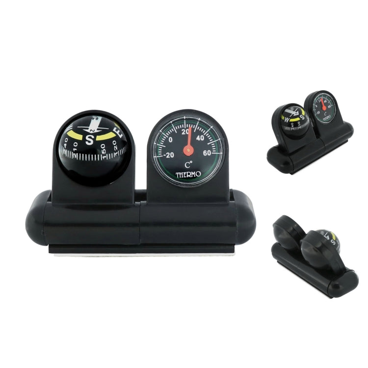 2 In 1 Car Guide Ball Thermometer Adjustable Angle Compass