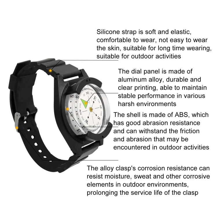 Silicone Strap Waterproof Portable Outdoor Wristwatch Style Compass