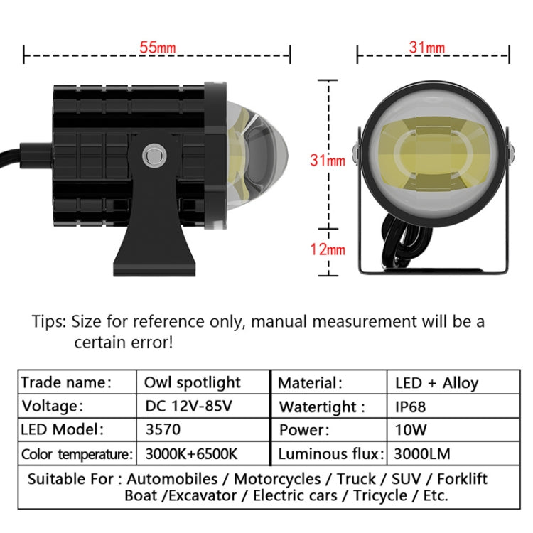 1pair 12V-85V Motorcycle Headlights Dual-color Automotive LED Working Headlights-Reluova