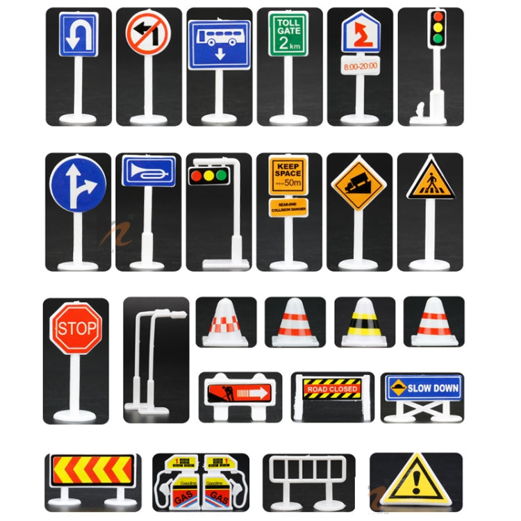 56pcs /Set Kids Traffic Signs Model Toy Mini Traffic Lights Road Signs Reluova