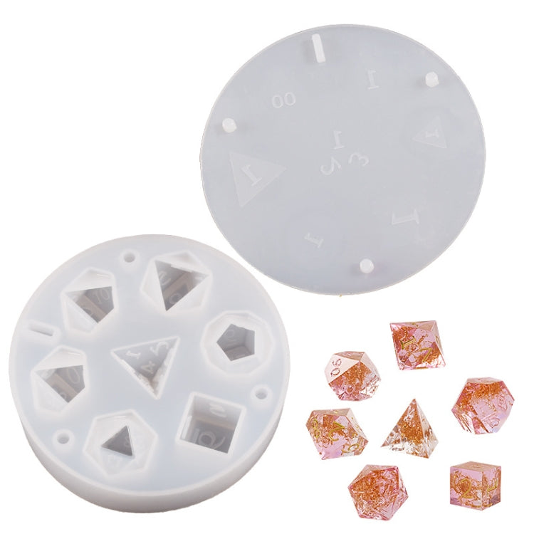 Silicone Dice Resin Molds with 7 Standard Polyhedral Stereoscopic Dice Cavities