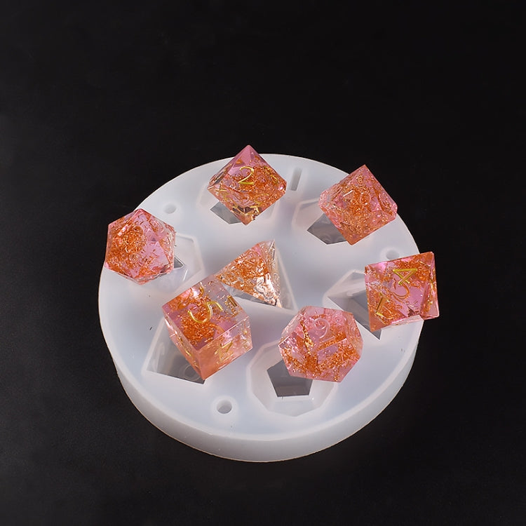 Silicone Dice Resin Molds with 7 Standard Polyhedral Stereoscopic Dice Cavities