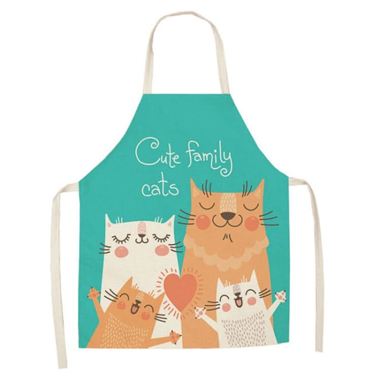 Cartoon Cats Couple Linen Sleeveless Apron Kitchen Furniture Cleaning Coverall, Series 1 Reluova