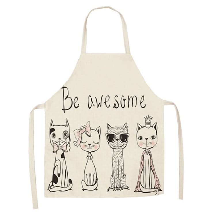 Cartoon Cats Couple Linen Sleeveless Apron Kitchen Furniture Cleaning Coverall, Series 1 Reluova