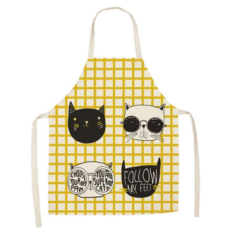 Cartoon Cats Couple Linen Sleeveless Apron Kitchen Furniture Cleaning Coverall, Series 1 Reluova