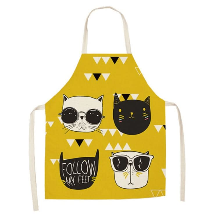 Cartoon Cats Couple Linen Sleeveless Apron Kitchen Furniture Cleaning Coverall, Series 1 Reluova