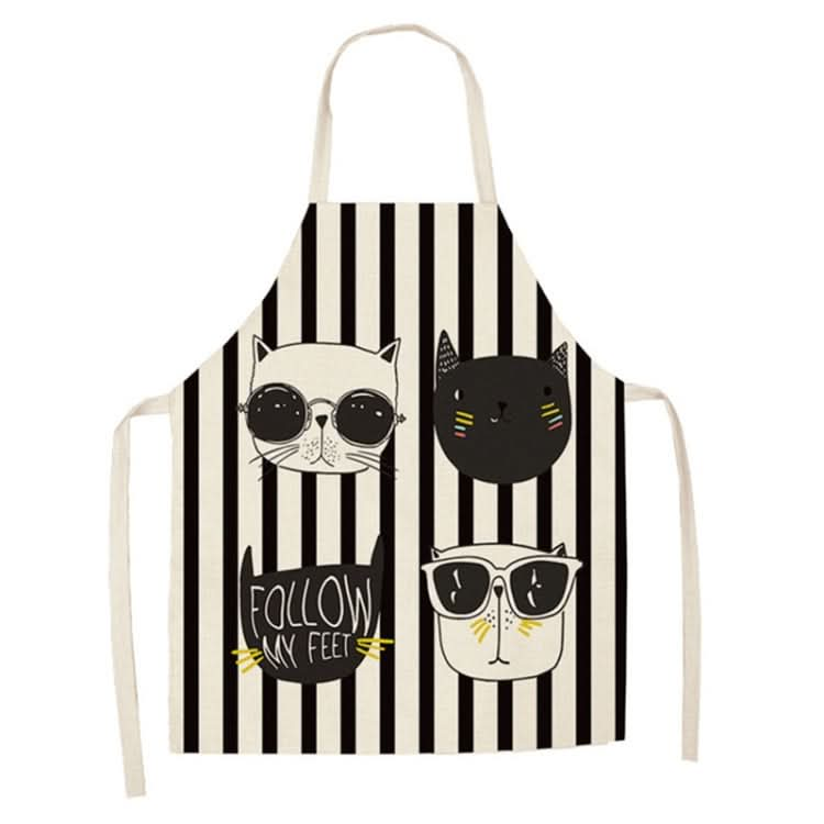 Cartoon Cats Couple Linen Sleeveless Apron Kitchen Furniture Cleaning Coverall, Series 1 Reluova