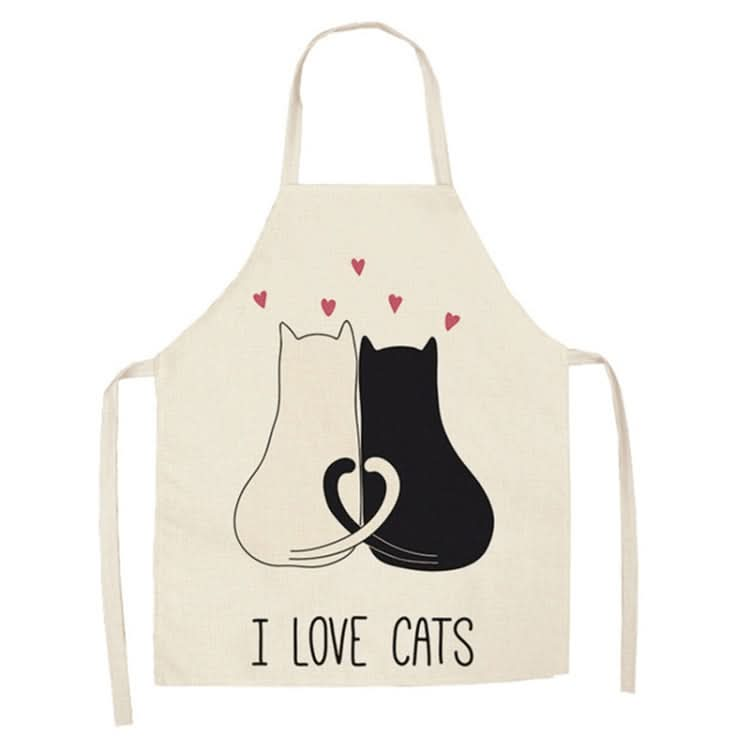 Cartoon Cats Couple Linen Sleeveless Apron Kitchen Furniture Cleaning Coverall, Series 1 Reluova