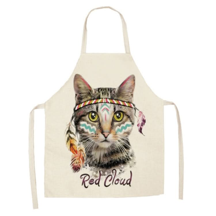 Cartoon Cats Couple Linen Sleeveless Apron Kitchen Furniture Cleaning Coverall, Series 2 Reluova