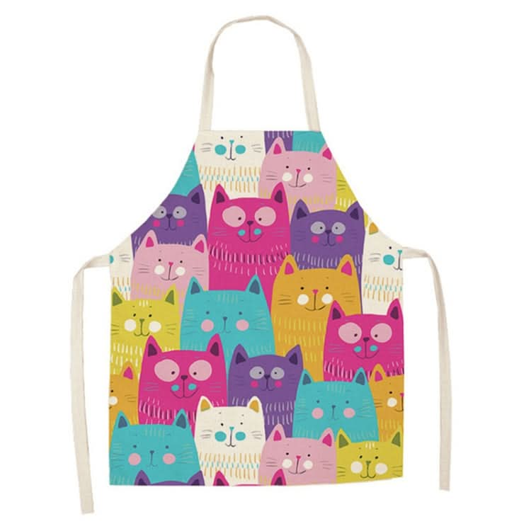 Cartoon Cats Couple Linen Sleeveless Apron Kitchen Furniture Cleaning Coverall, Series 1 Reluova