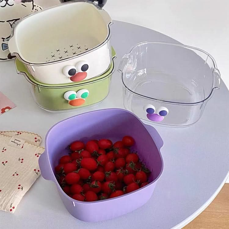 Household Dual Layer Thickened Cartoon Draining Basket Multifunctional Kitchen Dishwashing Hamper Reluova