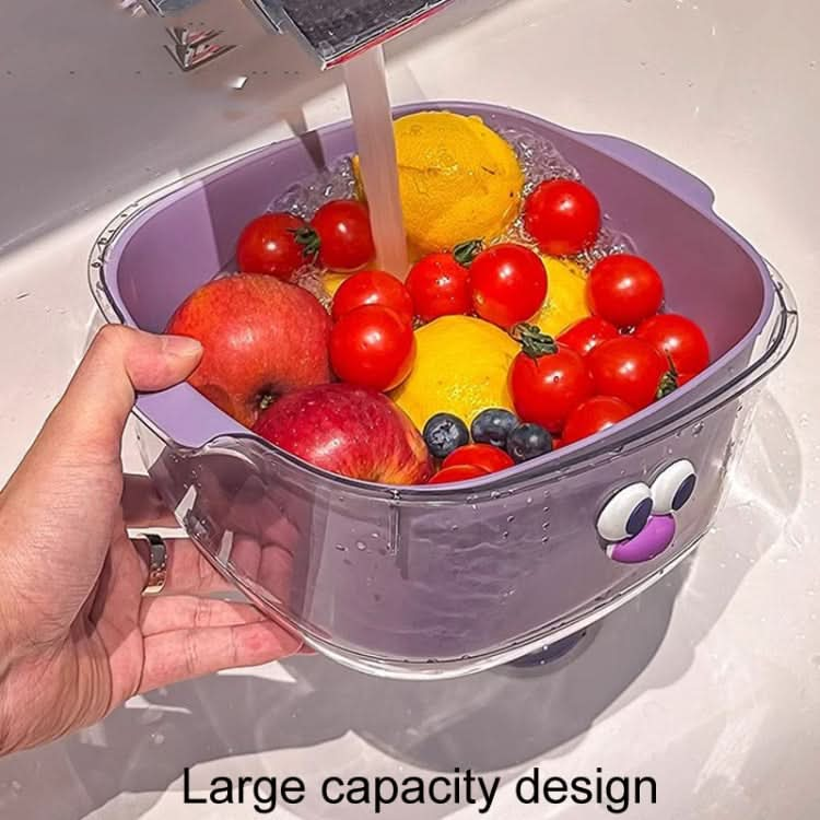 Household Dual Layer Thickened Cartoon Draining Basket Multifunctional Kitchen Dishwashing Hamper Reluova