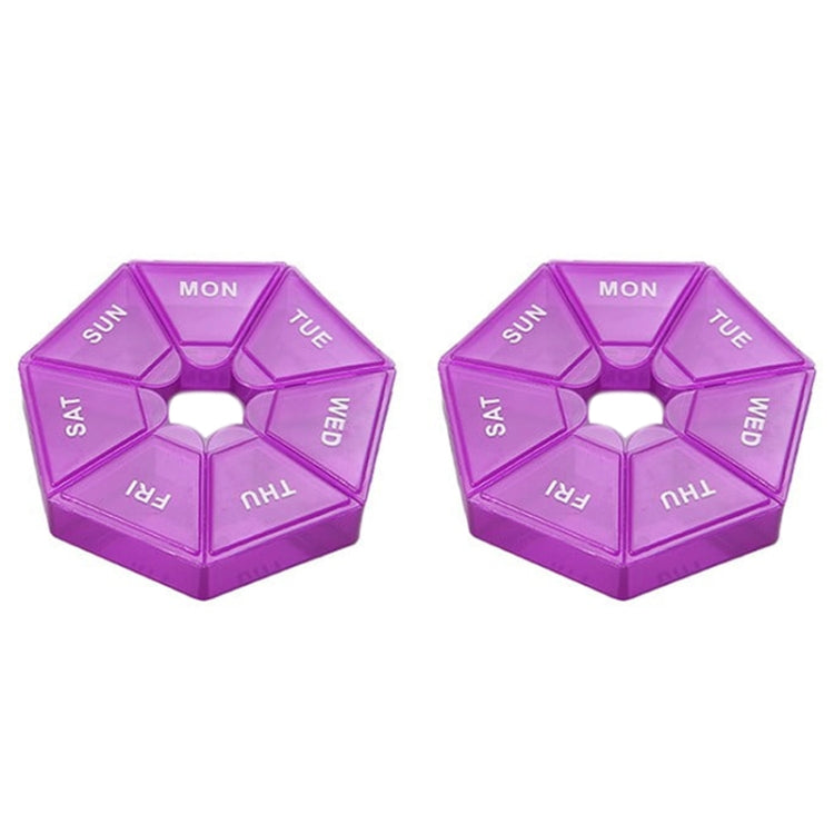 2pcs Portable Transparent Moisture-Proof Weekly 7-grids Pill Storage Box(Purple)-Reluova