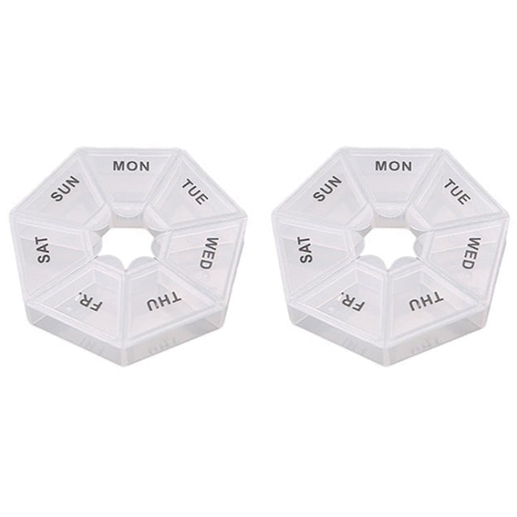 2pcs Portable Transparent Moisture-Proof Weekly 7-grids Pill Storage Box(White)-Reluova