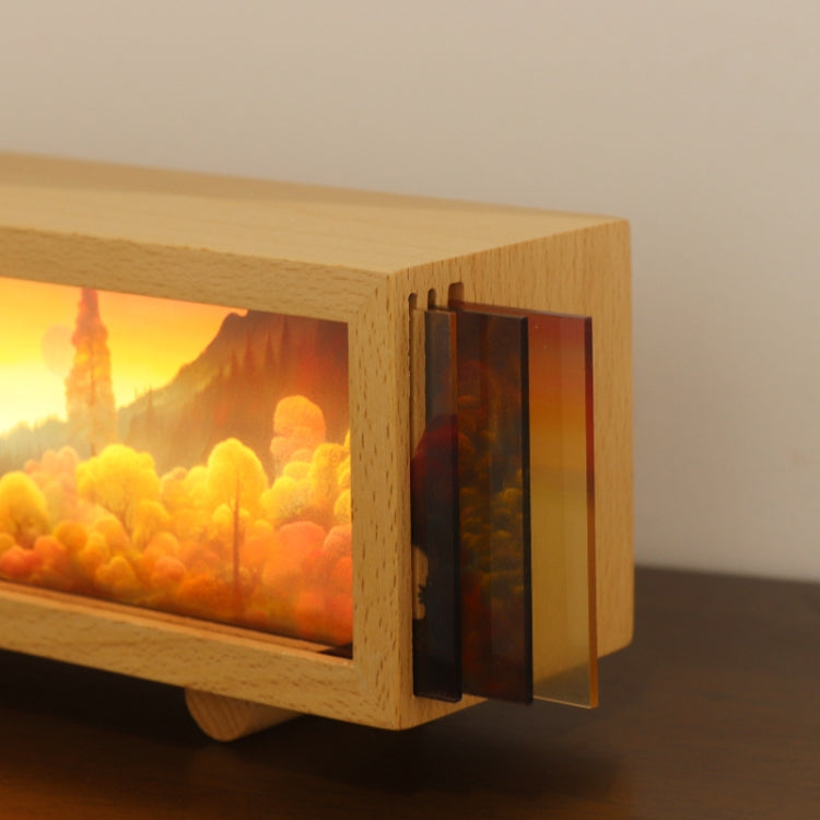 Touch Control Wooden Acrylic Atmosphere Lightbox Decoration Painting Night Light My Store