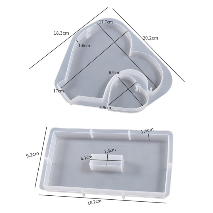 DIY Glue Double Heart-Shaped Hanging Photo Frame Display Stand Silicone Mold