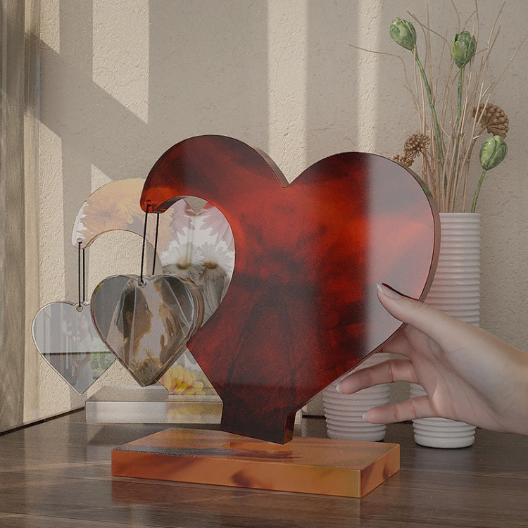 DIY Glue Double Heart-Shaped Hanging Photo Frame Display Stand Silicone Mold