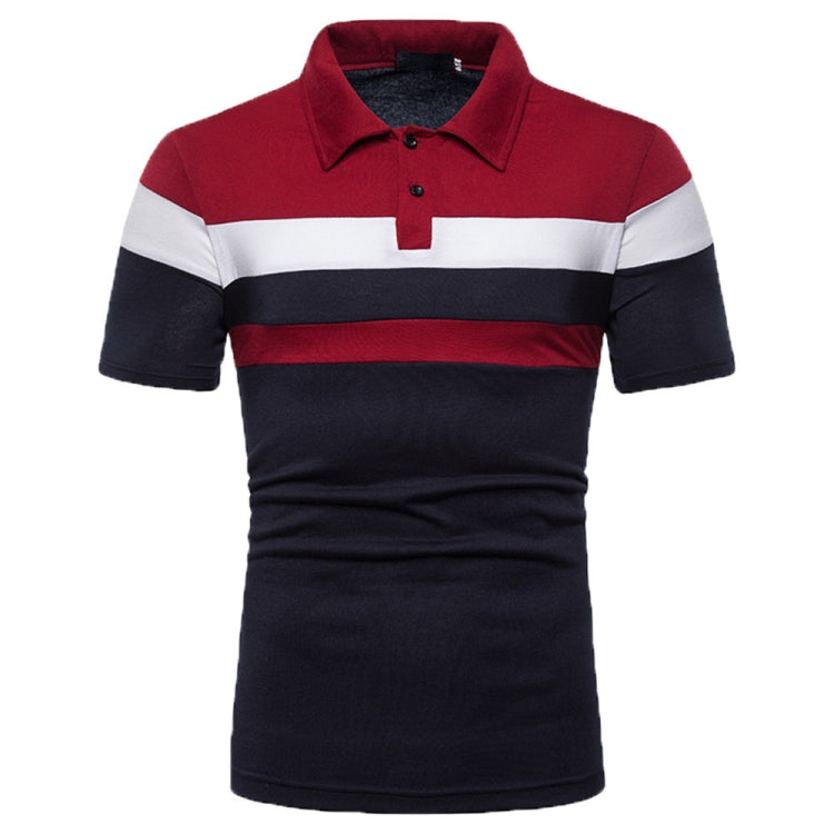 Summer Men Short Sleeve Colorblocking T-Shirt Casual Men Lapel Polo Shirt