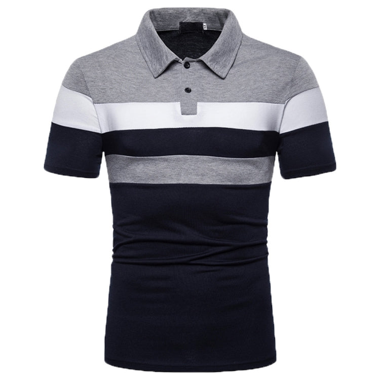 Summer Men Short Sleeve Colorblocking T-Shirt Casual Men Lapel Polo Shirt